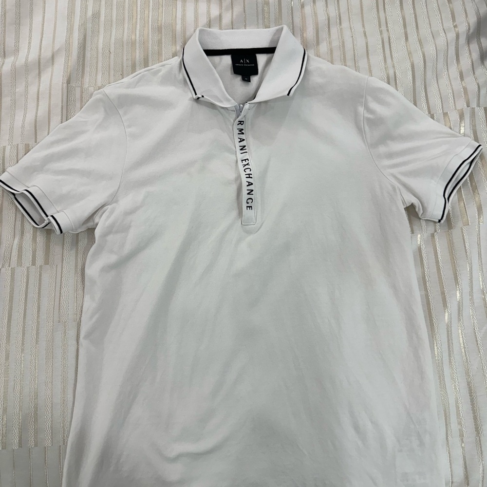 Armani Exchange White Polo with Black Accents